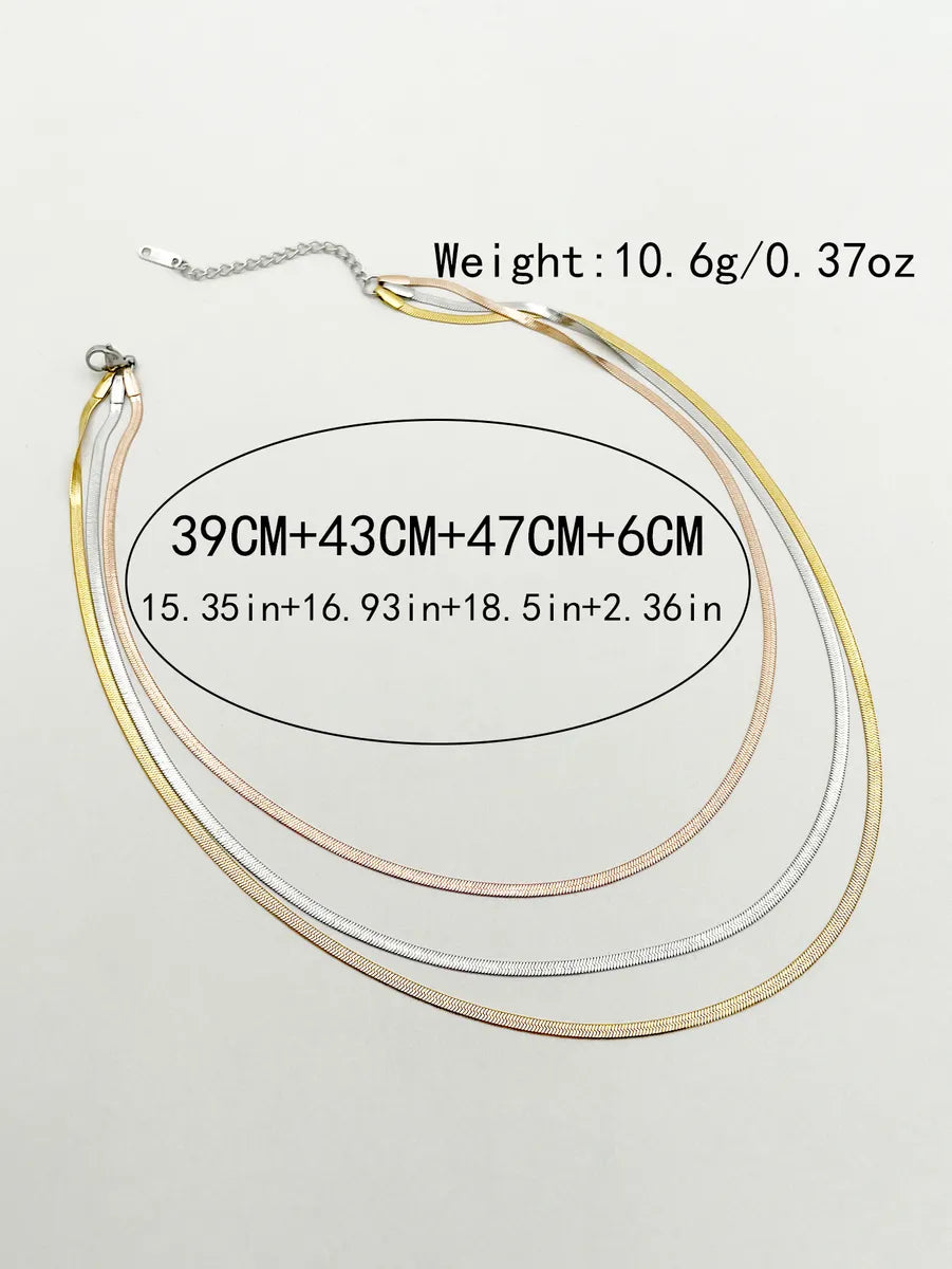 Casual Vacation Classic Style Solid Color Stainless Steel Layered Polishing Plating Gold Plated Layered Necklaces