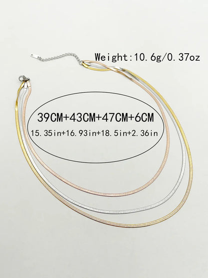 Casual Vacation Classic Style Solid Color Stainless Steel Layered Polishing Plating Gold Plated Layered Necklaces