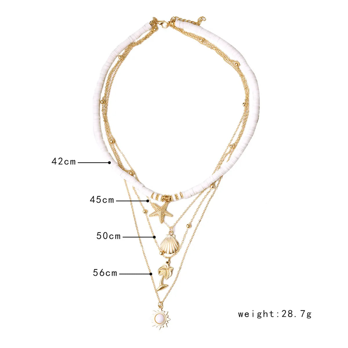 Casual Vacation Coconut Tree Starfish Shell Alloy Soft Clay Heishi Plating Women's Layered Necklaces