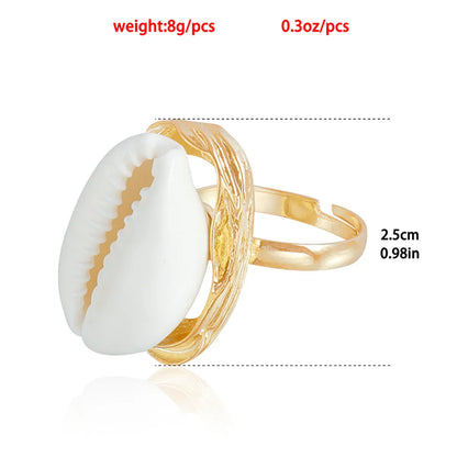 Casual Vacation Ethnic Style Shell Alloy Inlay Shell Women'S Adjustable Ring