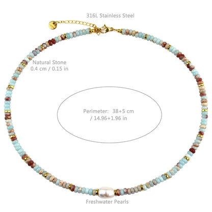 Casual Vacation Geometric 316 Stainless Steel  Natural Stone Freshwater Pearl Necklace In Bulk