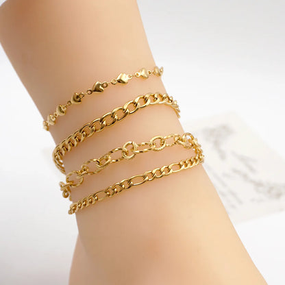 Casual Vacation Geometric 304 Stainless Steel Titanium Steel Gold Plated Women'S Anklet