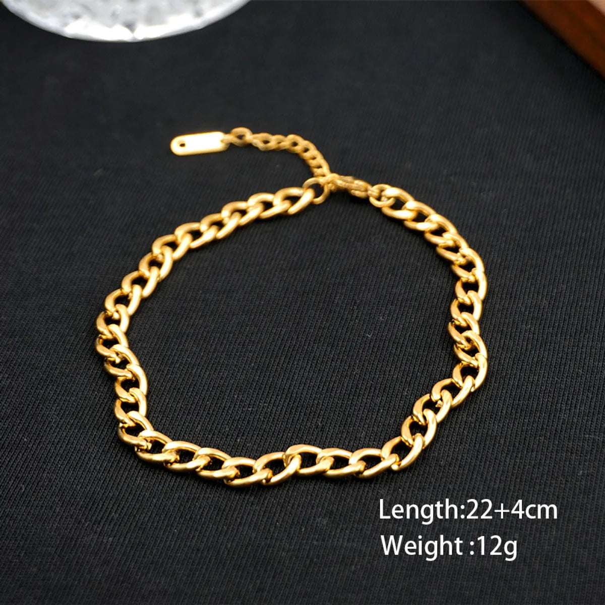 Casual Vacation Geometric 304 Stainless Steel Titanium Steel Gold Plated Women'S Anklet