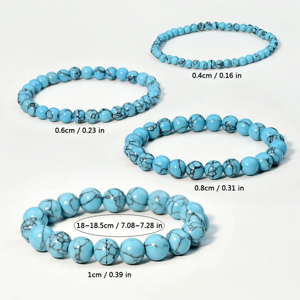 Casual Vacation Handmade Round Turquoise Beaded Unisex Bracelets