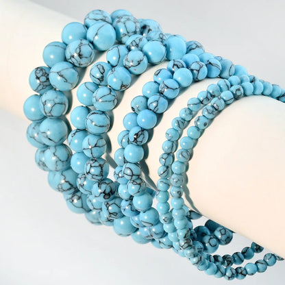 Casual Vacation Handmade Round Turquoise Beaded Unisex Bracelets