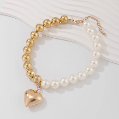 Casual Vacation Heart Shape CCB Artificial Pearl Alloy + Copper Wholesale Pendant Necklace