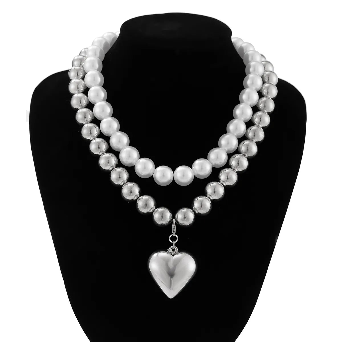 Casual Vacation Heart Shape CCB Artificial Pearl Alloy + Copper Wholesale Pendant Necklace