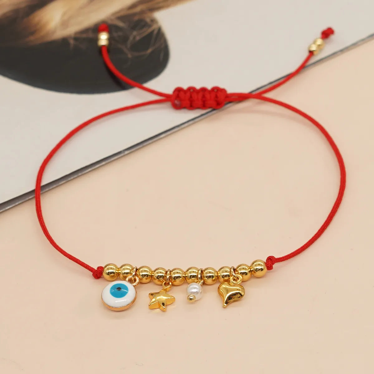 Casual Vacation Heart Shape Eye Smile Face Rope Copper Beaded Braid Inlay Zircon Women'S Bracelets