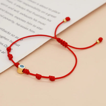 Casual Vacation Heart Shape Eye Smile Face Rope Copper Beaded Braid Inlay Zircon Women'S Bracelets