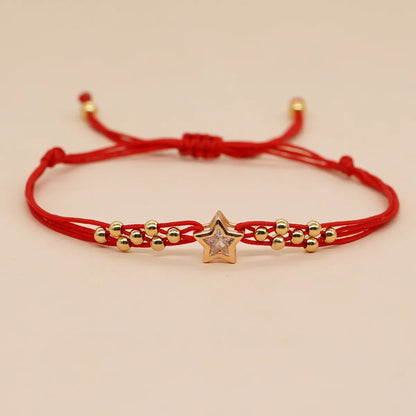 Casual Vacation Heart Shape Eye Smile Face Rope Copper Beaded Braid Inlay Zircon Women'S Bracelets