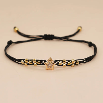 Casual Vacation Heart Shape Eye Smile Face Rope Copper Beaded Braid Inlay Zircon Women'S Bracelets