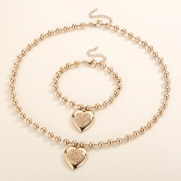 Casual Vacation Heart Shape Titanium Steel Plating 18k Gold Plated Bracelets Necklace