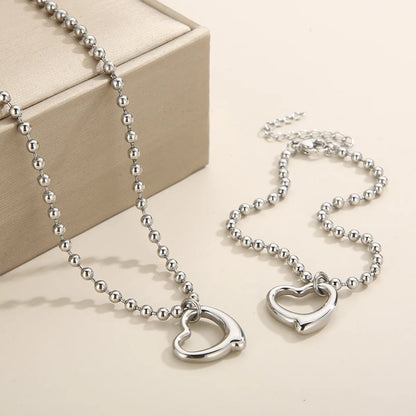 Casual Vacation Heart Shape Titanium Steel Plating 18k Gold Plated Bracelets Necklace