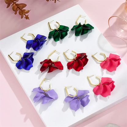 1 Pair Casual Vacation Petal Stoving Varnish Arylic Drop Earrings