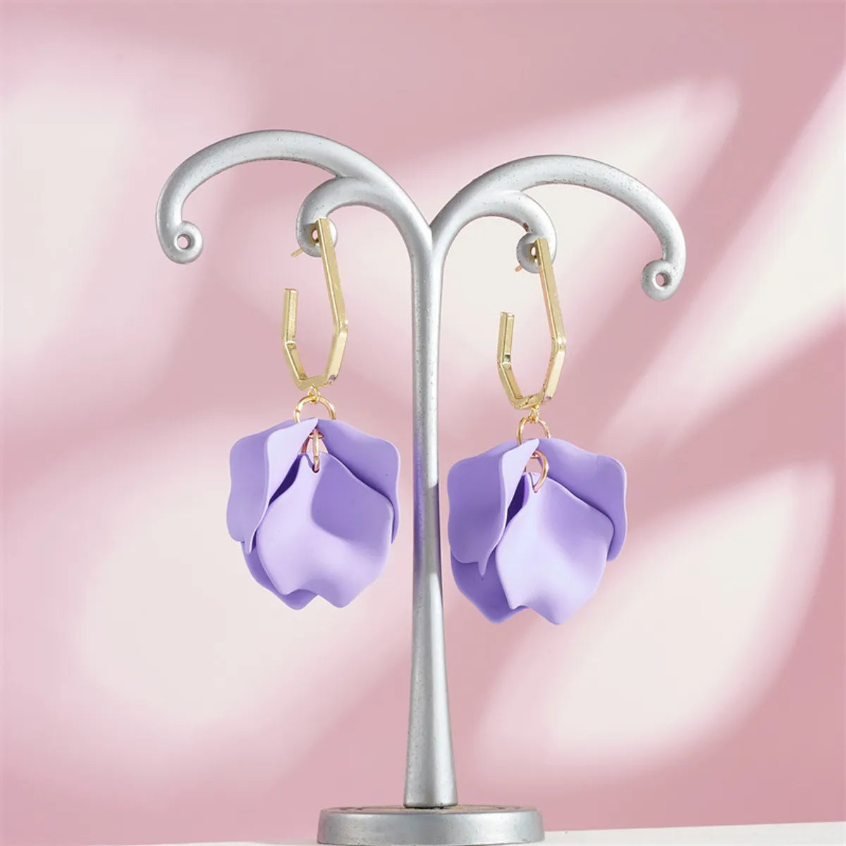 1 Pair Casual Vacation Petal Stoving Varnish Arylic Drop Earrings