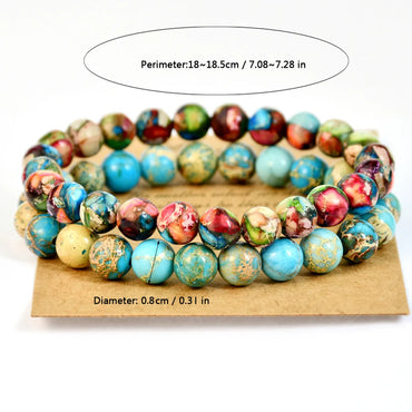 Casual Vacation Round Natural Stone Beaded Handmade Bracelets