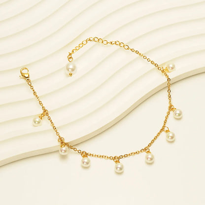 Casual Vacation Round Stainless Steel Plating 18k Gold Plated Women's Anklet