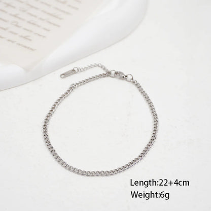 Casual Vacation Simple Style Solid Color 304 Stainless Steel Titanium Steel Chain Unisex Anklet