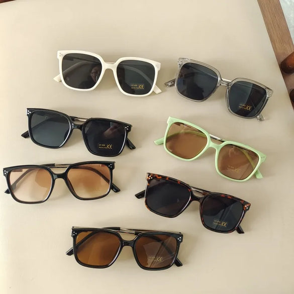 Casual Vacation Solid Color Pc Resin Square Full Frame Kids Sunglasses