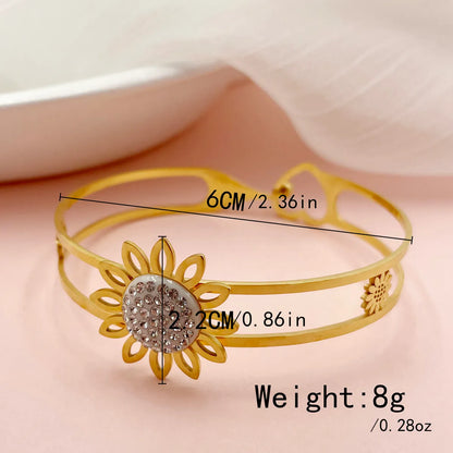 Casual Vacation Sweet Cross Pineapple 304 Stainless Steel 14K Gold Plated Zircon Bangle In Bulk