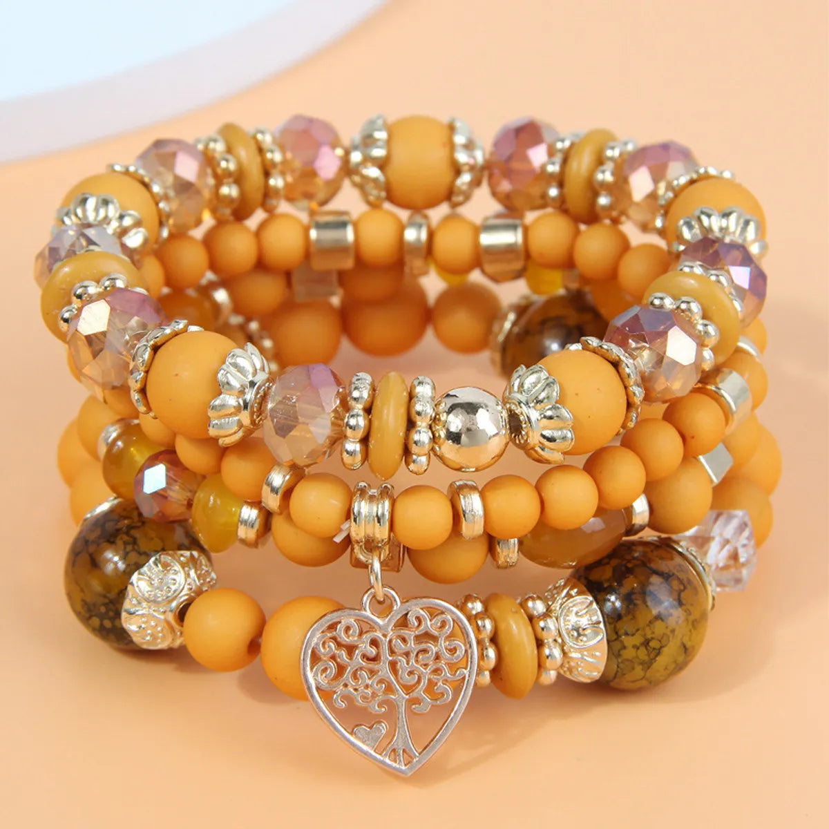 Casual Vacation Tree Heart Shape Alloy Glass Wholesale Bracelets