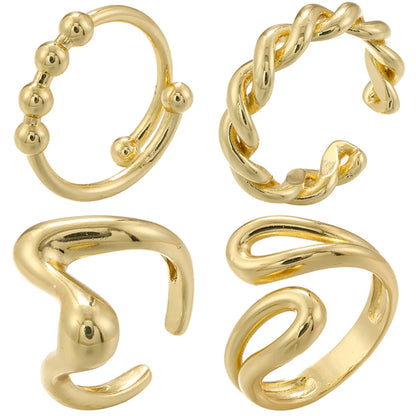 Casual Vintage Style Irregular Twist Copper Irregular Plating 18k Gold Plated Open Rings