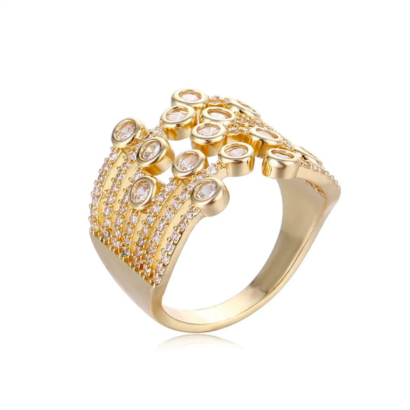 Casual Vintage Style Round Copper Plating Inlay Zircon Gold Plated Rings