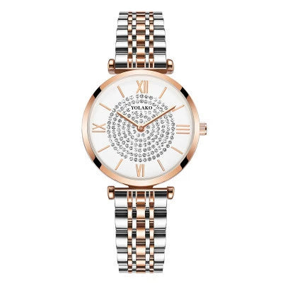 Casual Women's Quartz Watch Alloy Case Stainless Steel Buckle Round Dial