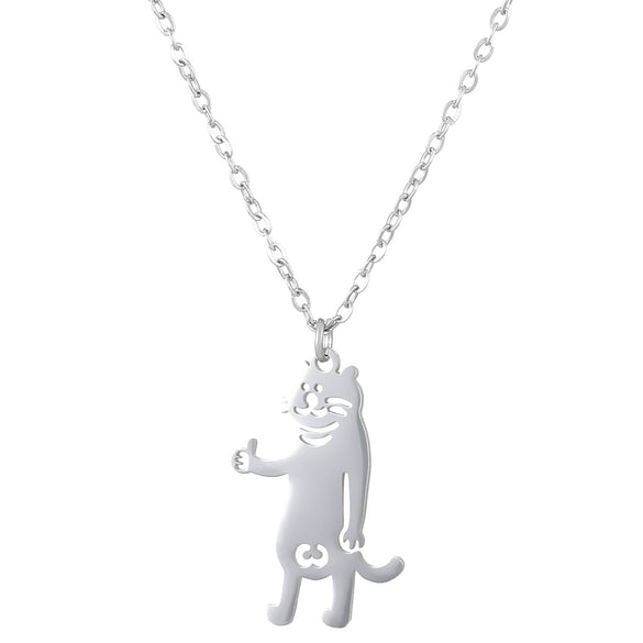 Cat And Dog Titanium Steel Pendant Necklace With Electroplated Animal Zodiac Design Unisex Hip Hop Couple Chain