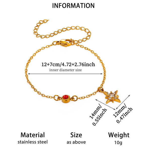 Celestial Moon And Star Zircon Goldplated Stainless Steel Bracelet For Unisex Wear
