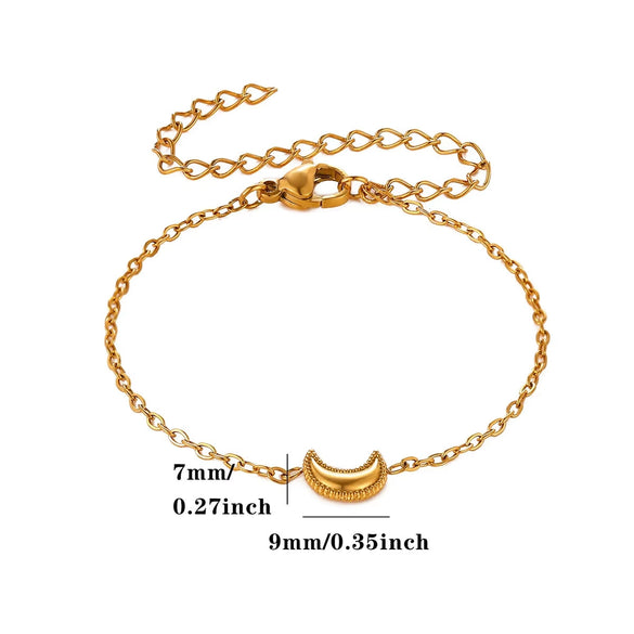 Celestial Moon And Star Zircon Goldplated Stainless Steel Bracelet For Unisex Wear