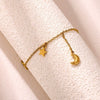 Celestial Moon And Star Zircon Goldplated Stainless Steel Bracelet For Unisex Wear