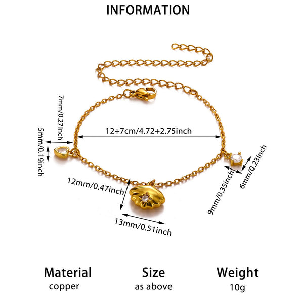 Celestial Moon And Star Zircon Goldplated Stainless Steel Bracelet For Unisex Wear