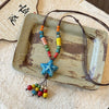 Ceramic Beads Starfish Women's Retro Braided Rope Necklace With Polish Finish