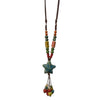 Ceramic Beads Starfish Women's Retro Braided Rope Necklace With Polish Finish