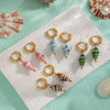 Ceramic Conch Earrings With Marine Elements Animal Zodiac Pattern Electroplated For Women
