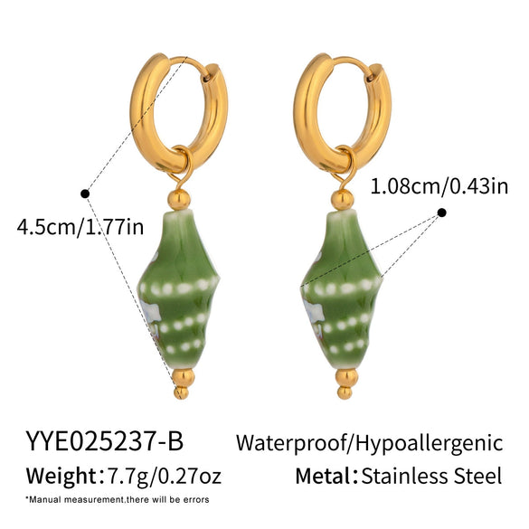 Ceramic Conch Earrings With Marine Elements Animal Zodiac Pattern Electroplated For Women