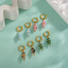 Ceramic Conch Earrings With Marine Elements Animal Zodiac Pattern Electroplated For Women