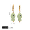 Ceramic Fish Polka Dot Pendant Earrings With Electroplating