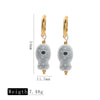 Ceramic Fish Polka Dot Pendant Earrings With Electroplating