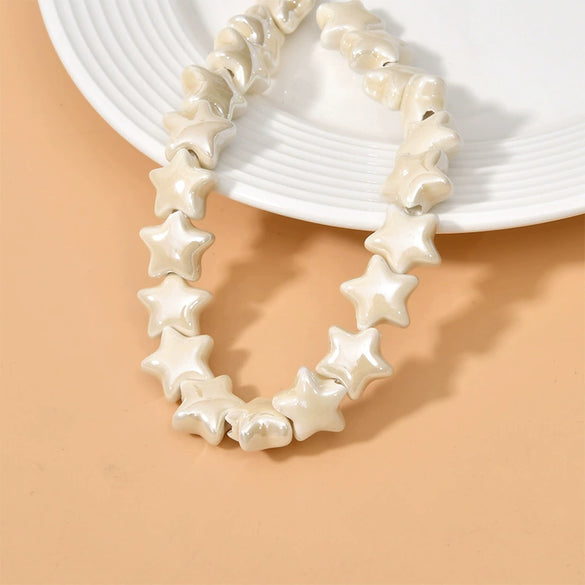 Ceramic Fivepointed Star Beads Handmade Jewelry Making Material With Baking Paint