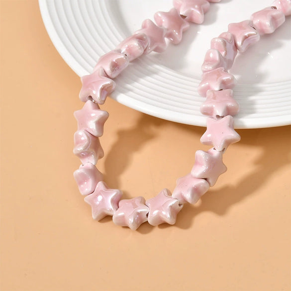 Ceramic Fivepointed Star Beads Handmade Jewelry Making Material With Baking Paint
