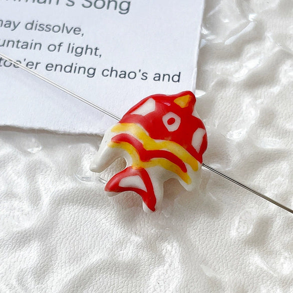 Ceramic Loose Beads Handpainted Goldfish Tropical Fish Retro Style Diy Handmade Jewelry Accessories With Environmental Protection Treatment