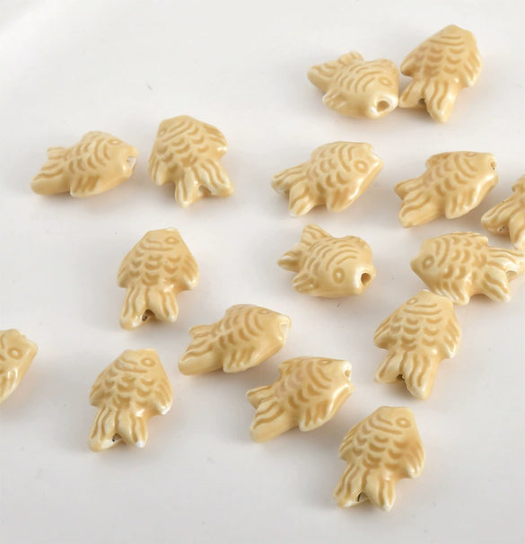 Ceramic Small Fish Straight Hole Beads Handmade Diy Material For Bracelet Necklace Earring Accessories