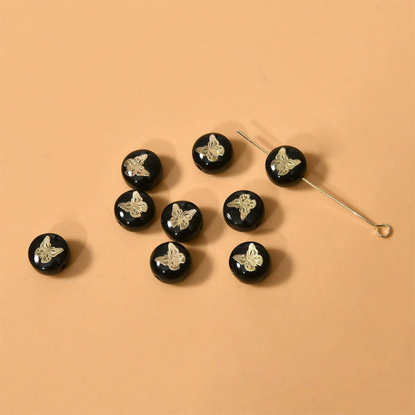 Ceramics Freshwater Shell Doublesided Goldplated Floret Butterfly Moon Star Round Dripping Glue Jewelry Accessories