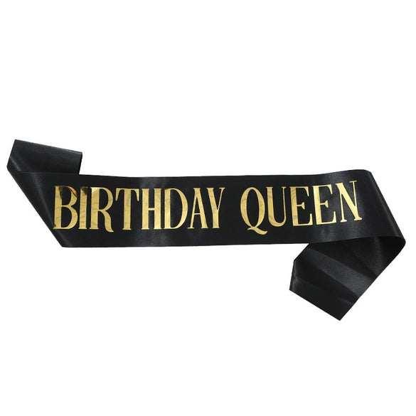 Ceremonial Belt Satin Bronzing Black Gold For Birthday Party