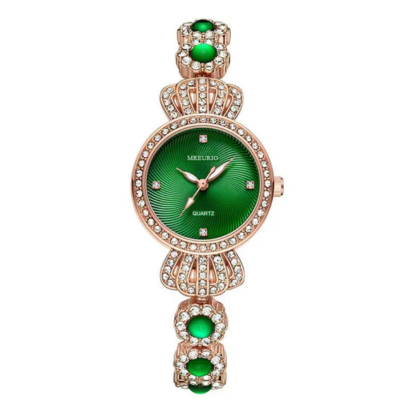 Chalcedony Metal Alloy Women's Fashion Watch With Flattop Tapered Crown And Jewelry Buckle