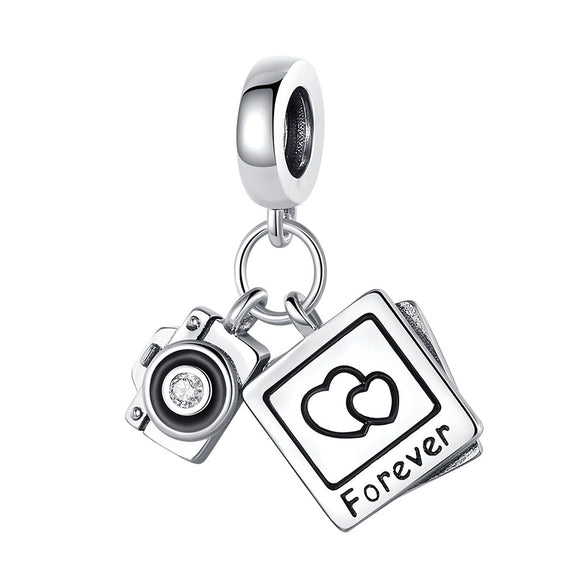 Charm Jewelry Silverplated Suitcase Camera Beaded Diy Accessories With Dripping Oil Design For Women