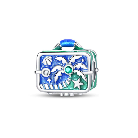 Charm Jewelry Silverplated Suitcase Camera Beaded Diy Accessories With Dripping Oil Design For Women