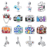 Charm Jewelry Silverplated Suitcase Camera Beaded Diy Accessories With Dripping Oil Design For Women